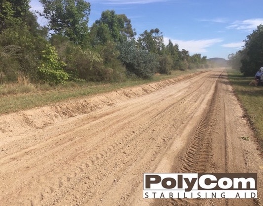 PolyCom soil stabiliser works in Silt, Sandy Clays, black clay, crushed rock and the list goes on.